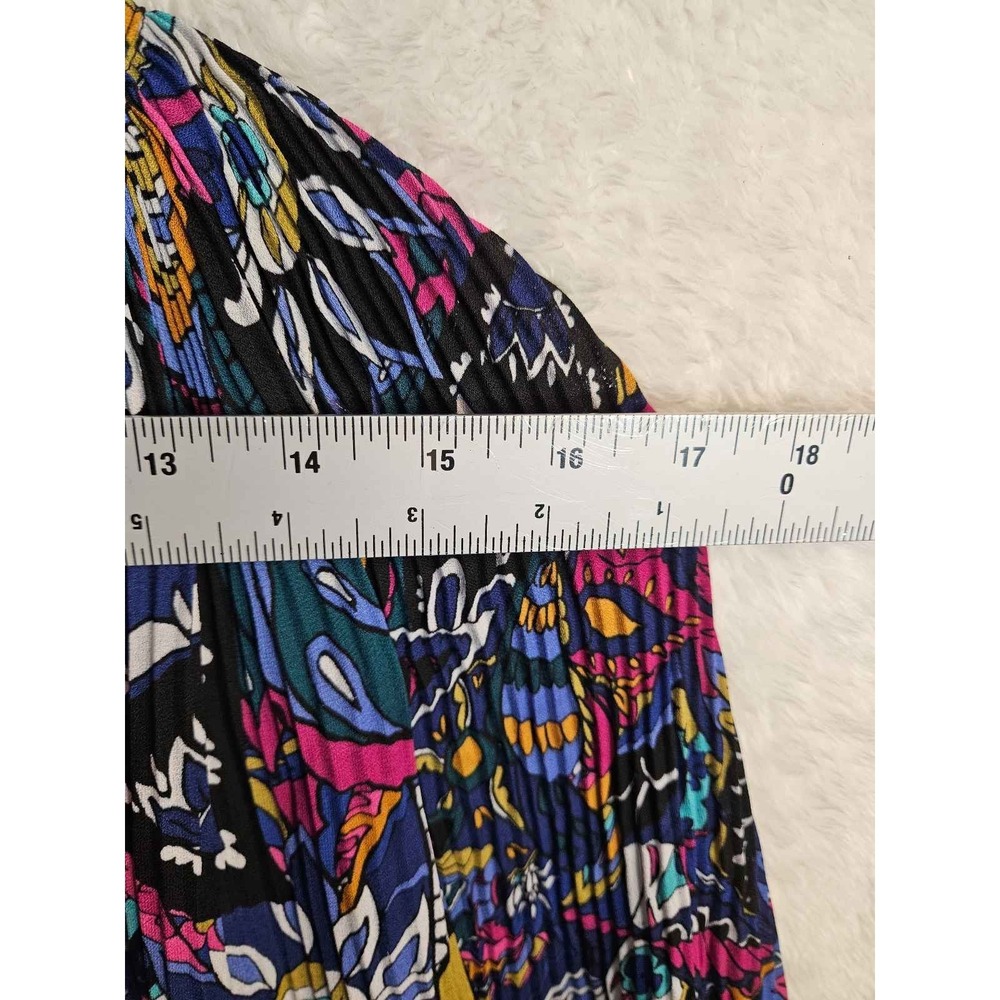 Melissa Paige Sz PS Floral Pleated Layering Blouse Ruffle Neck Flowy Sleeve #558 - Picture 6 of 10